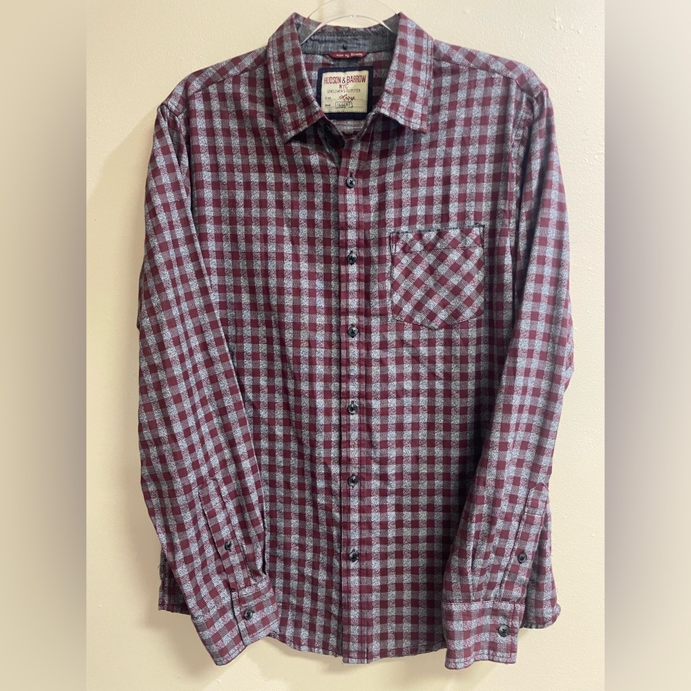 Hudson & Barrow Red Plaid LS BD Shirt Men’s Size L